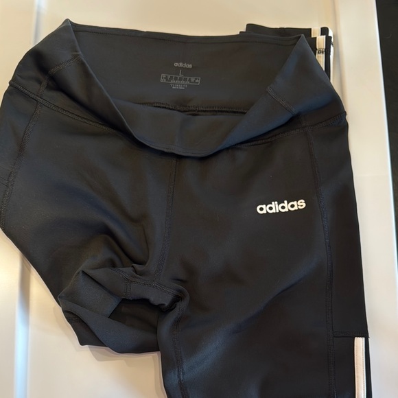 Adidas Black Leggings with White Stripes - Picture 2 of 4